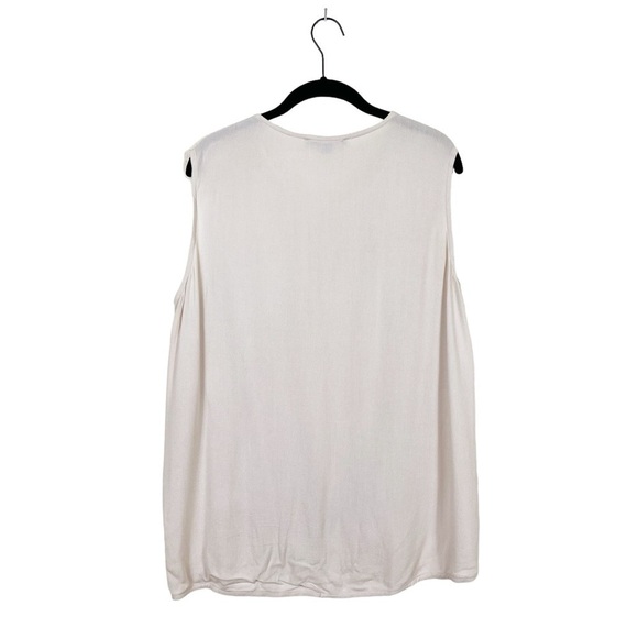 Harlowe & Graham Women's Cream Sleeveless Elastic Front Hi-Low Shell Top Size M - Picture 3 of 6